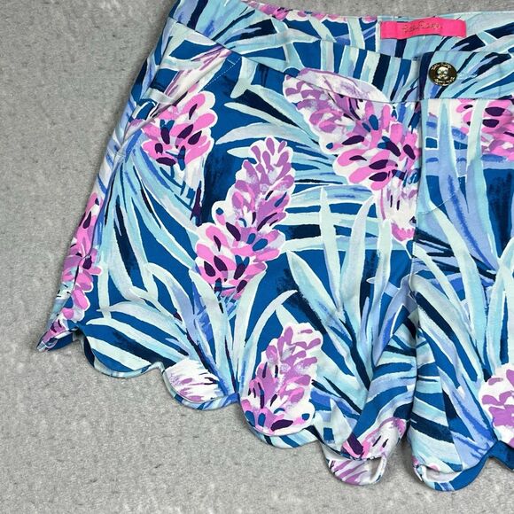 Lilly Pulitzer Buttercup Knit Stretch Shorts Scalloped SZ 2 Mr. Peacock 001272 - Picture 3 of 12